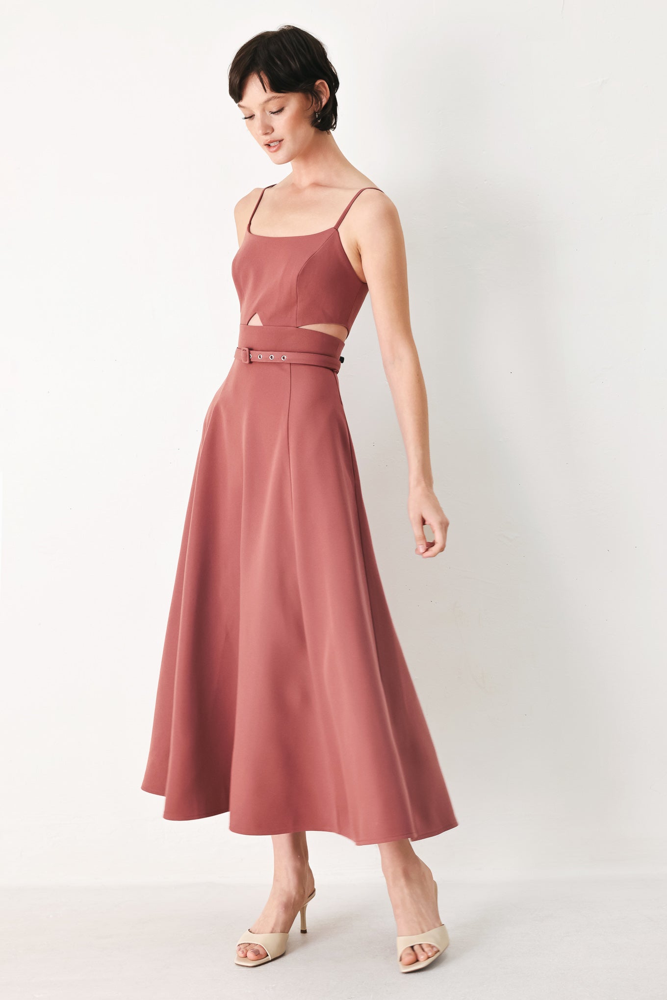 PEARL MOON WOVEN MIDI DRESS Flying Tomato