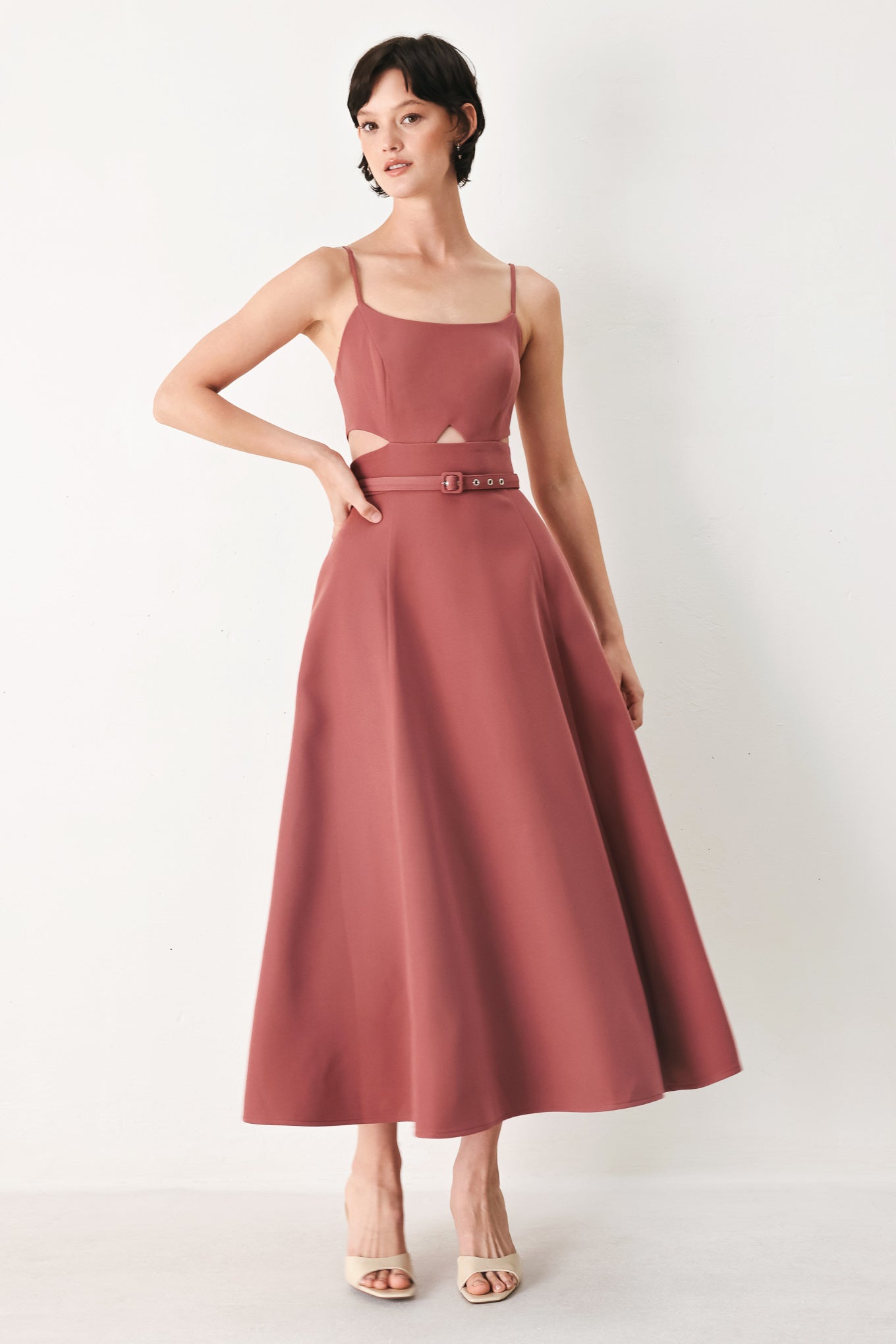 PEARL MOON WOVEN MIDI DRESS Flying Tomato