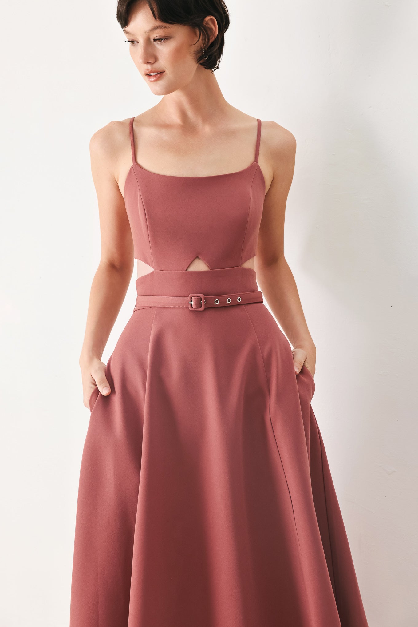 PEARL MOON WOVEN MIDI DRESS Flying Tomato
