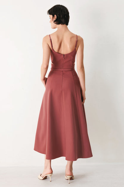 PEARL MOON WOVEN MIDI DRESS Flying Tomato