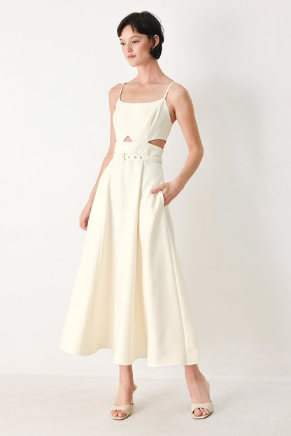 PEARL MOON WOVEN MIDI DRESS Flying Tomato