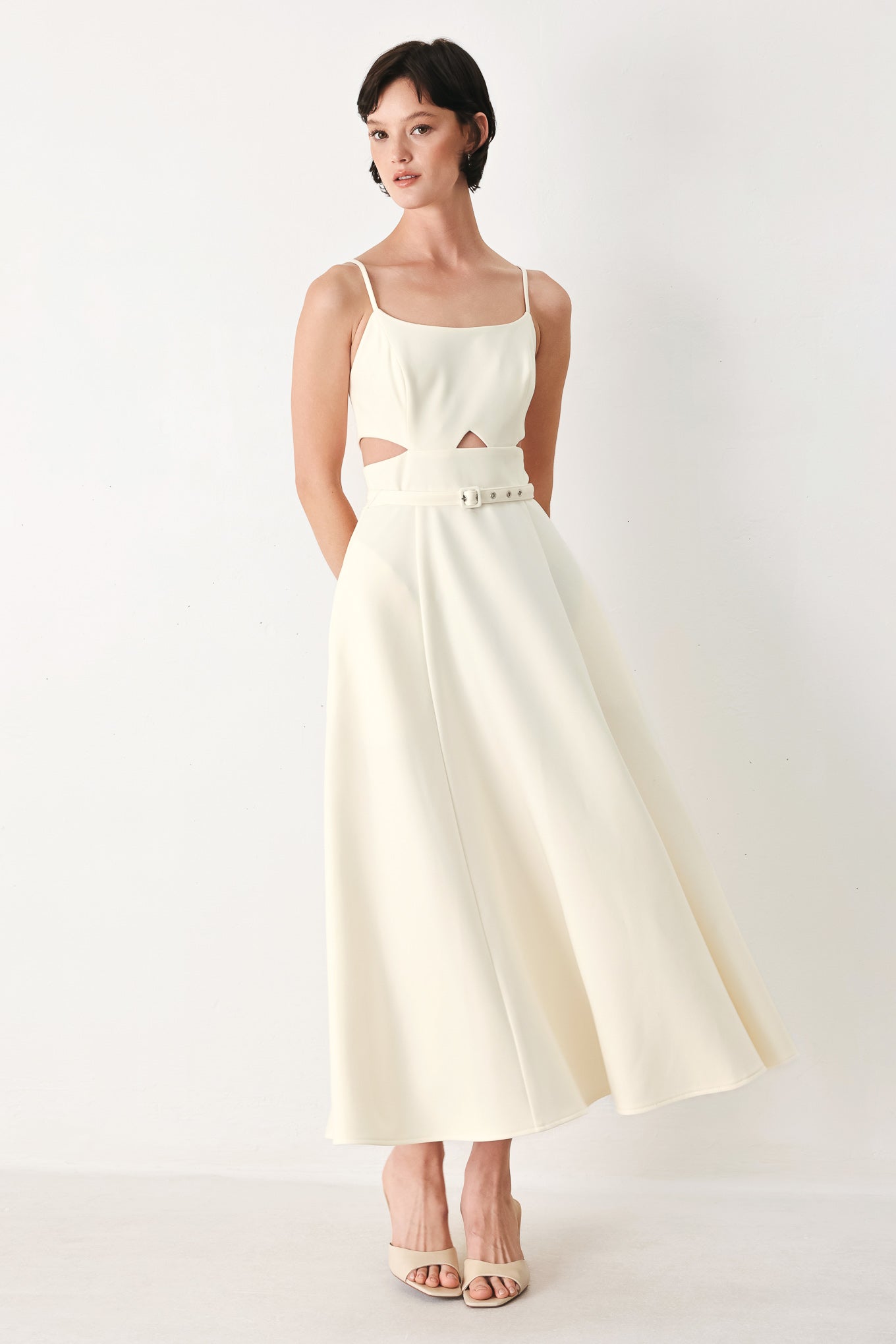 PEARL MOON WOVEN MIDI DRESS Flying Tomato