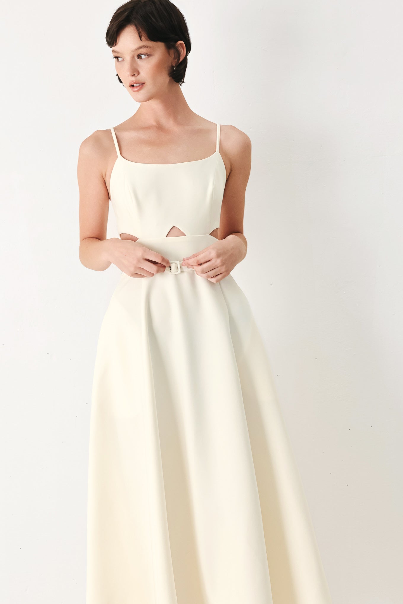 PEARL MOON WOVEN MIDI DRESS Flying Tomato