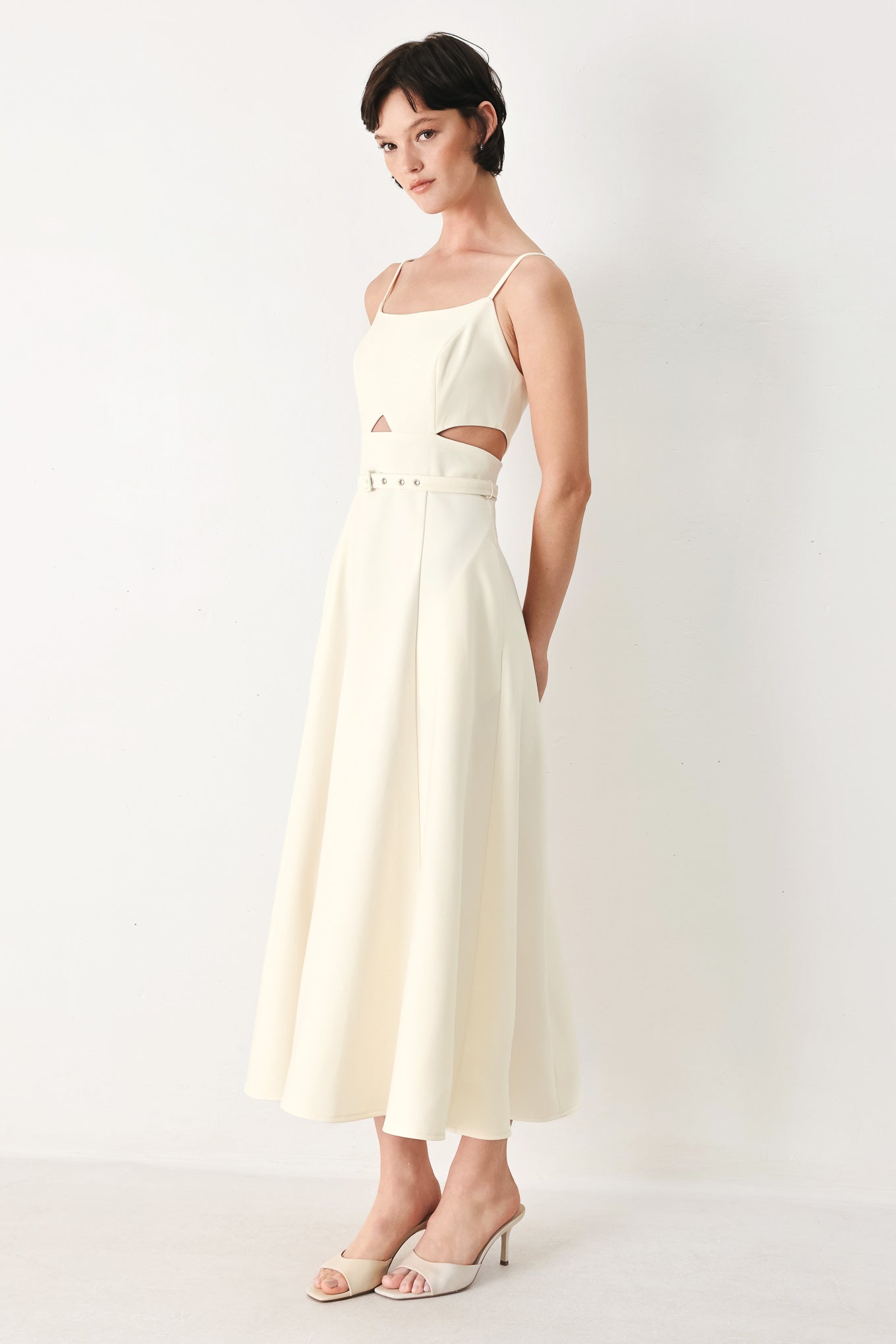 PEARL MOON WOVEN MIDI DRESS Flying Tomato
