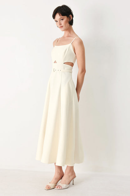 PEARL MOON WOVEN MIDI DRESS Flying Tomato
