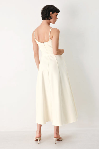 PEARL MOON WOVEN MIDI DRESS Flying Tomato