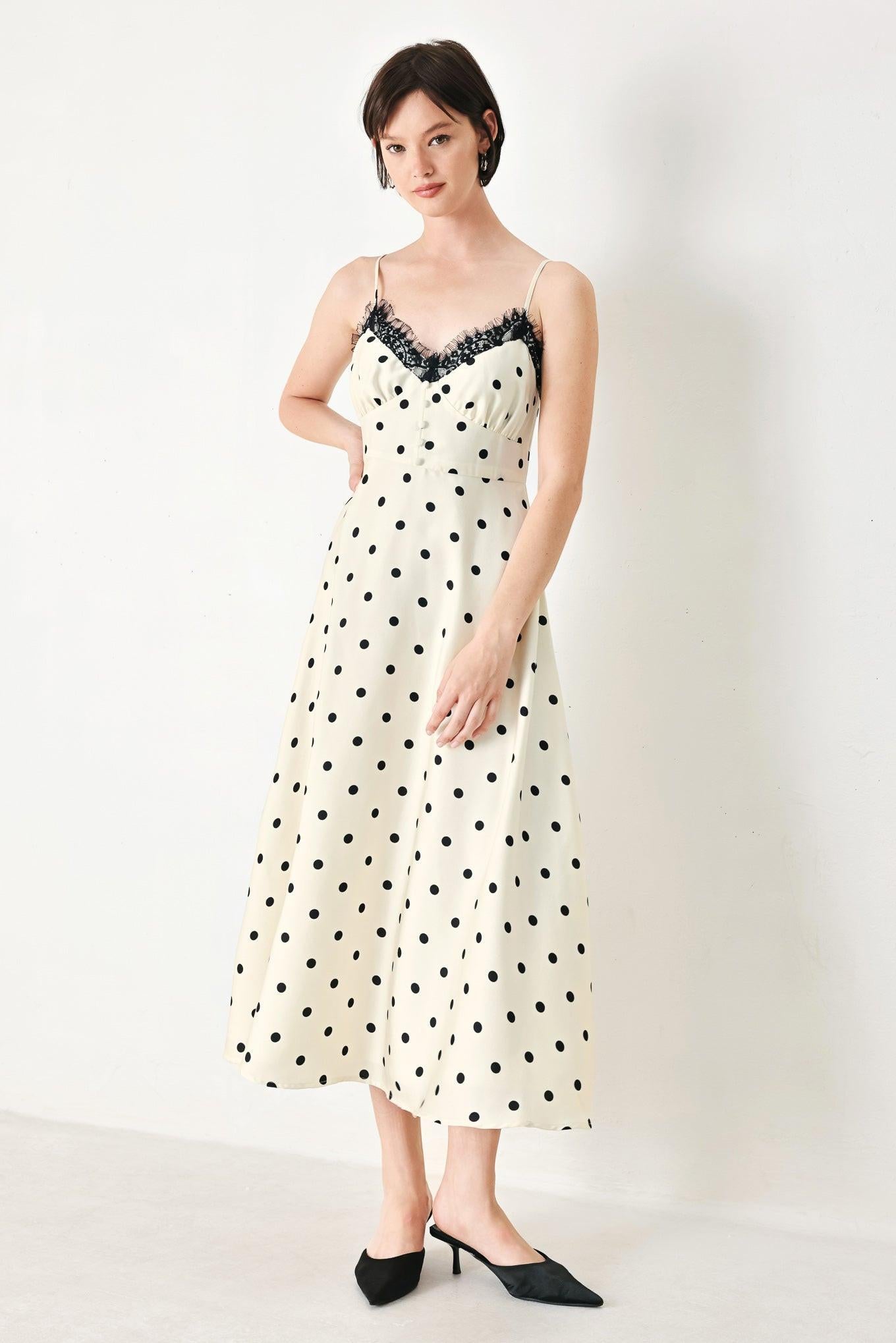 DOTTY SWEETHEART WOVEN MIDI DRESS Flying Tomato