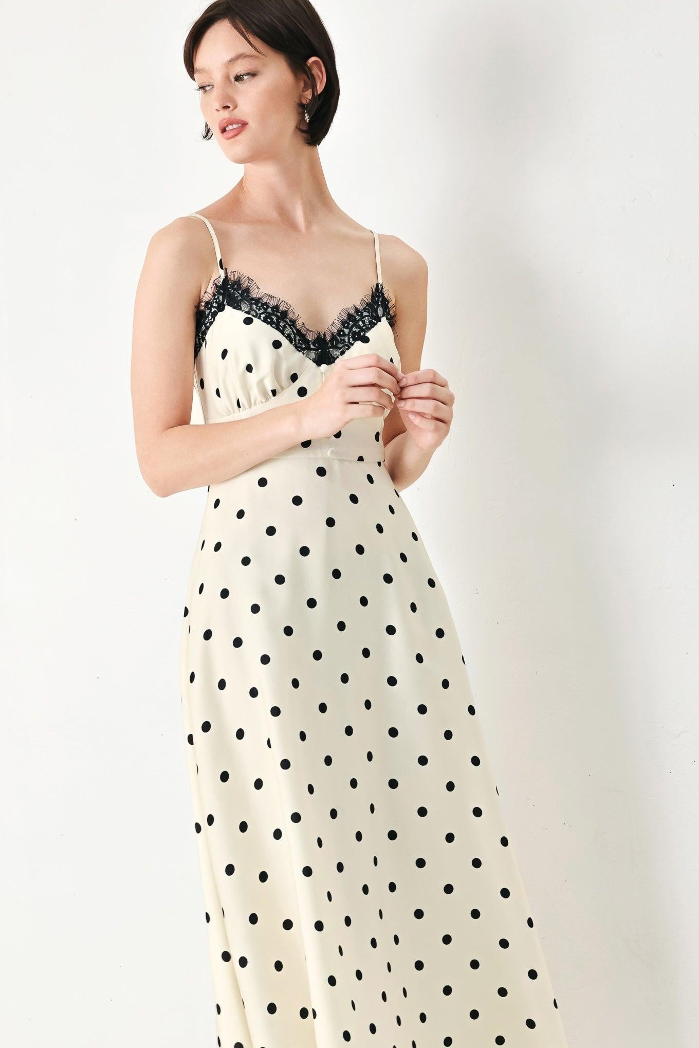 DOTTY SWEETHEART WOVEN MIDI DRESS Flying Tomato