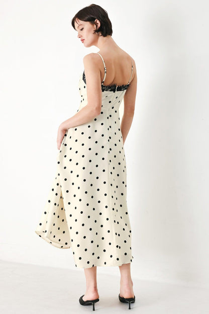 DOTTY SWEETHEART WOVEN MIDI DRESS Flying Tomato