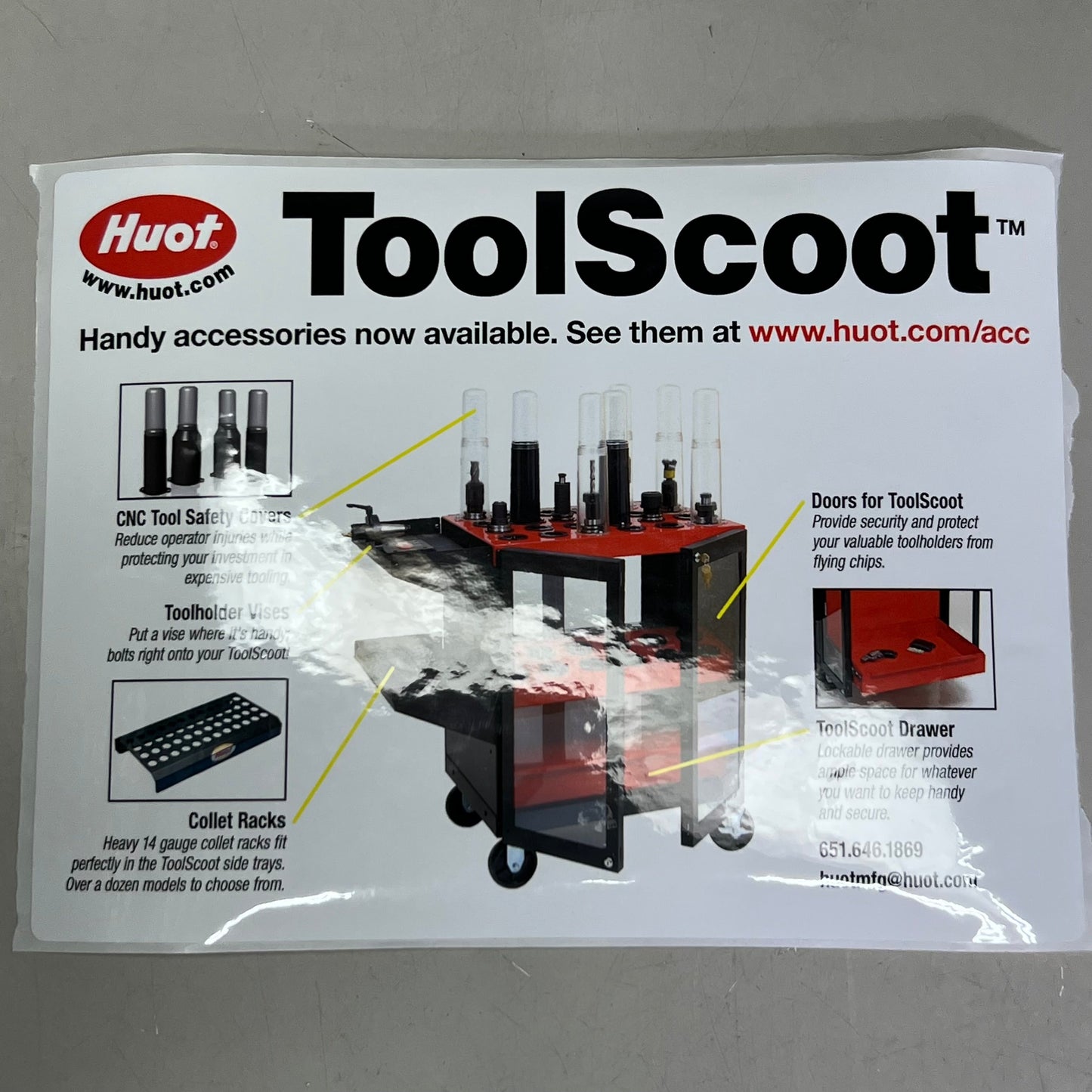 HUOT Tri-Scoot Capto C8 Tool Cart Sz 41" H X 20.25" L X 18" W Red/Black 13778 PayWut