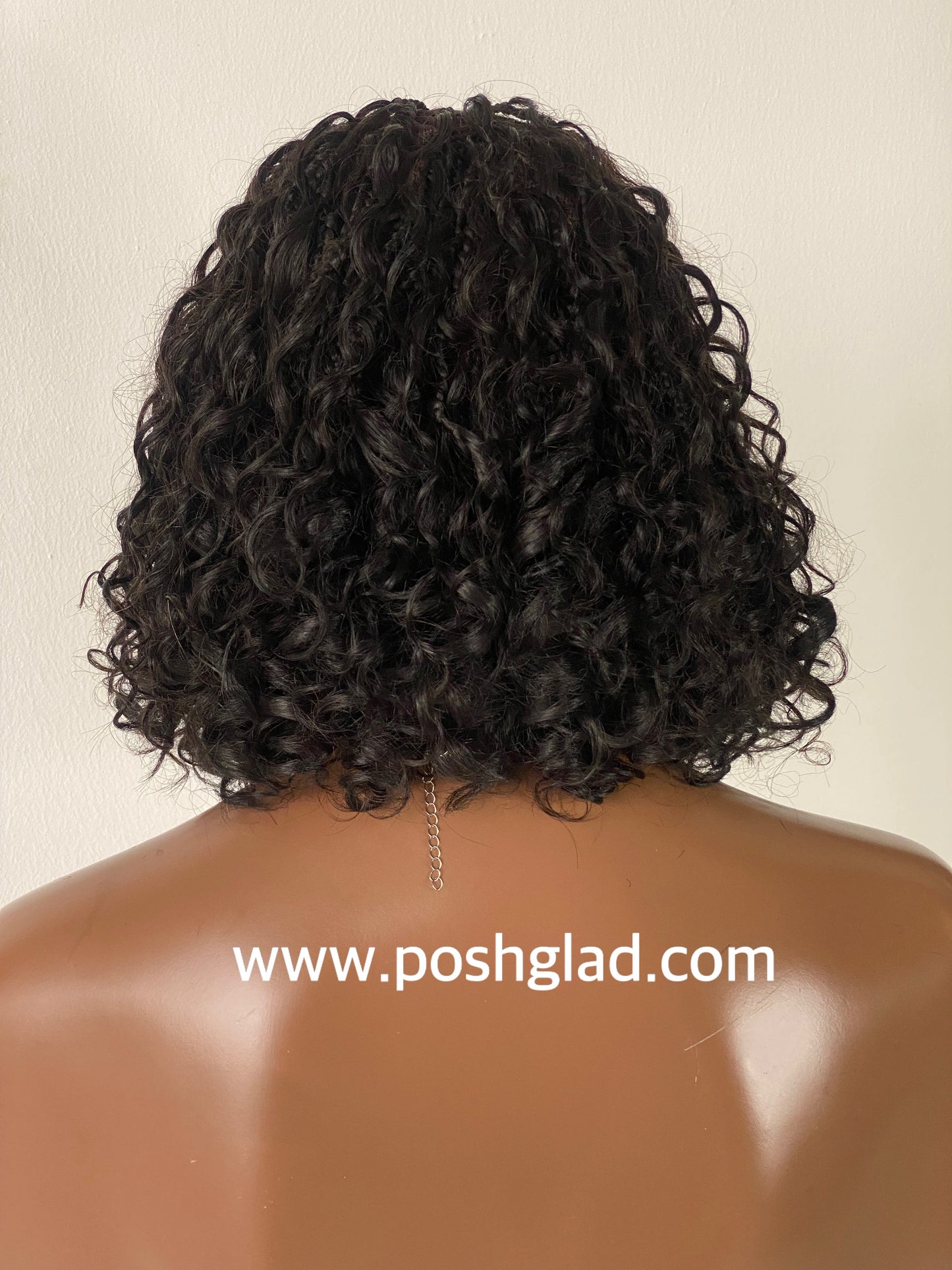 Bob Bohemian Knotless Wig (Human Hair Curls) HD Full Lace, Black Color Tara Poshglad Braided Wigs