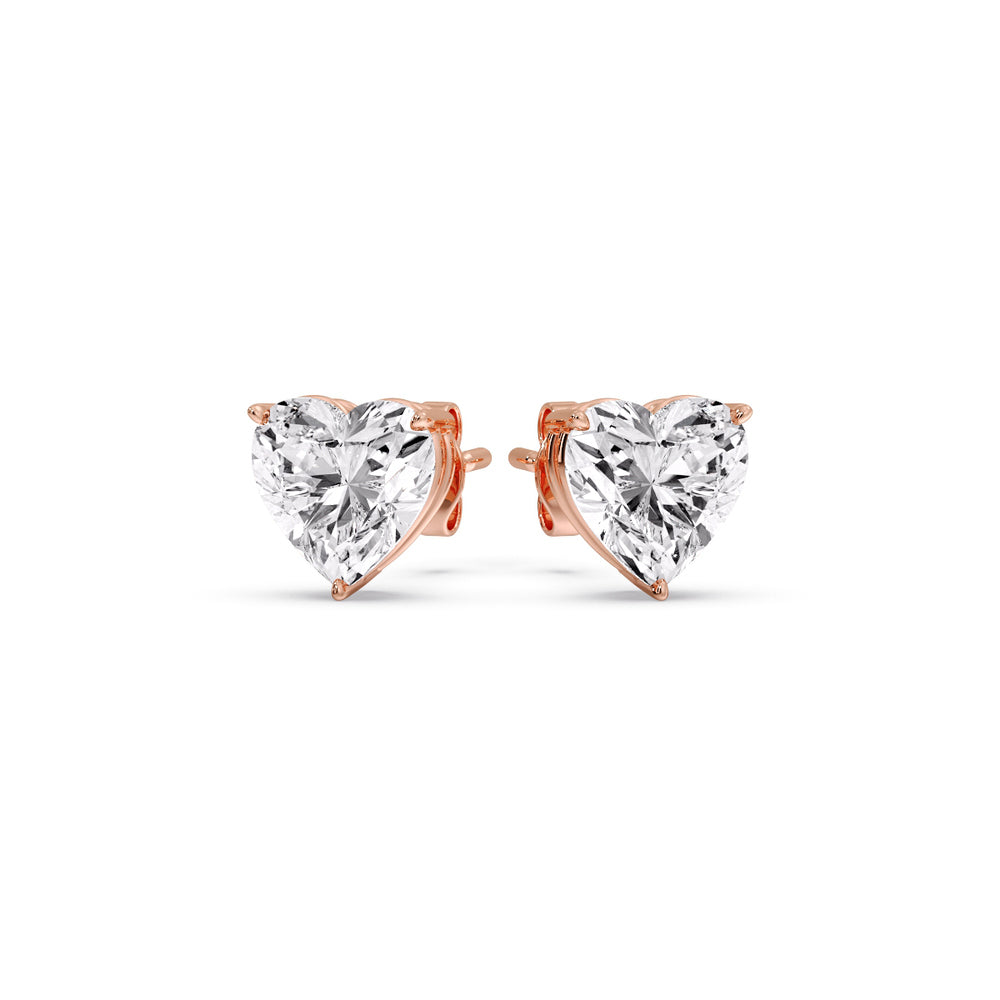 Heart Shaped 3 Prong Basket Stud Earring Fascinating Diamonds