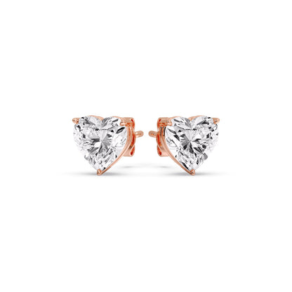 Heart Shaped 3 Prong Basket Stud Earring Fascinating Diamonds