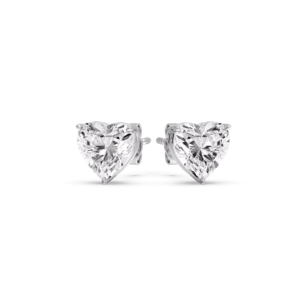 Heart Shaped 3 Prong Basket Stud Earring Fascinating Diamonds