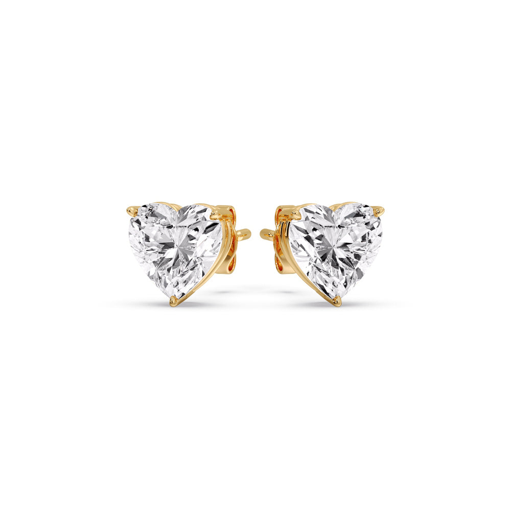 Heart Shaped 3 Prong Basket Stud Earring Fascinating Diamonds