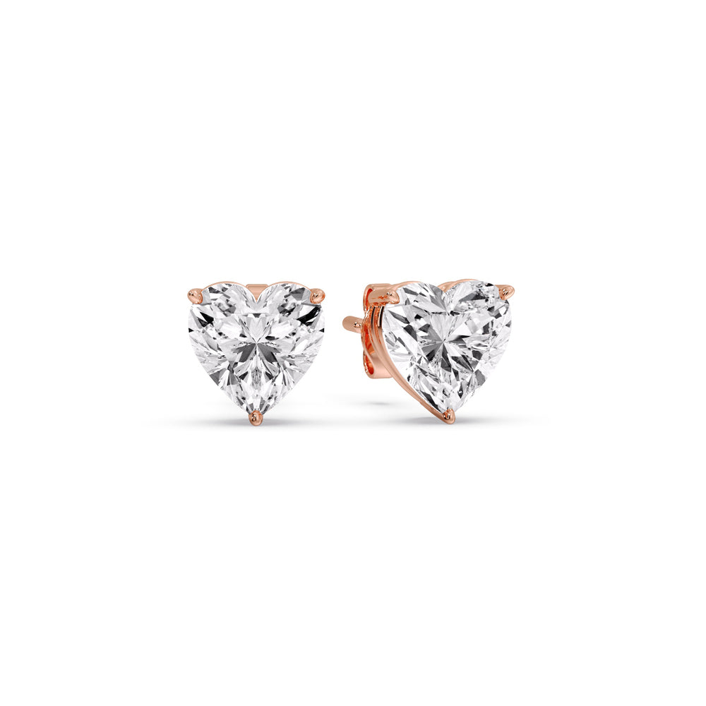 Heart Shaped 3 Prong Basket Stud Earring Fascinating Diamonds