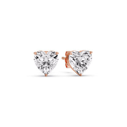 Heart Shaped 3 Prong Basket Stud Earring Fascinating Diamonds