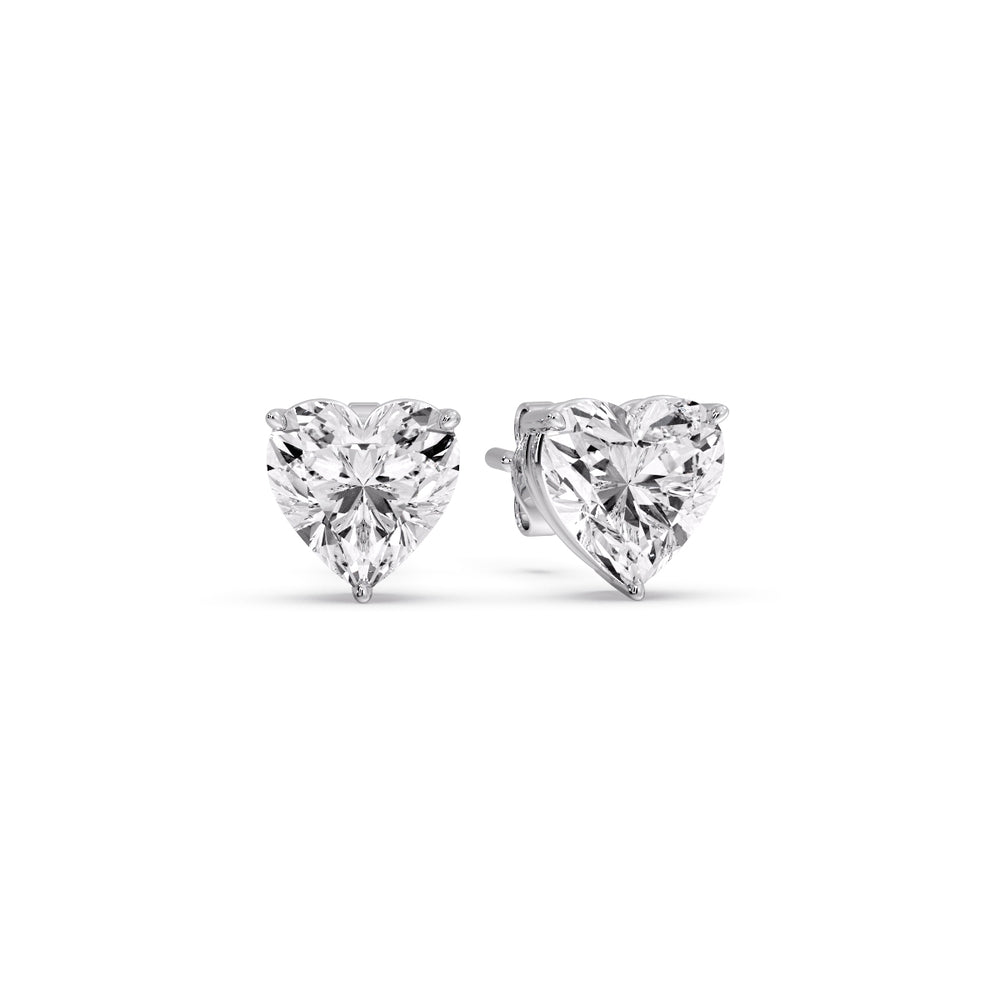 Heart Shaped 3 Prong Basket Stud Earring Fascinating Diamonds
