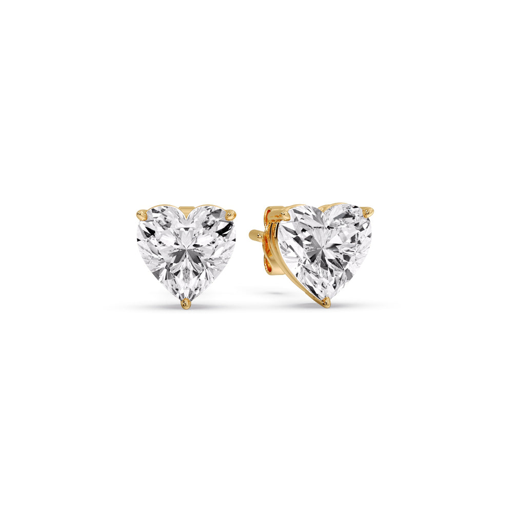 Heart Shaped 3 Prong Basket Stud Earring Fascinating Diamonds