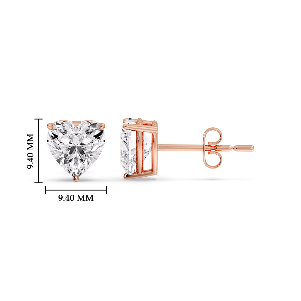 Heart Shaped 3 Prong Basket Stud Earring Fascinating Diamonds