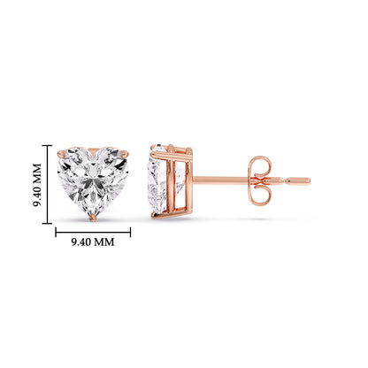 Heart Shaped 3 Prong Basket Stud Earring Fascinating Diamonds