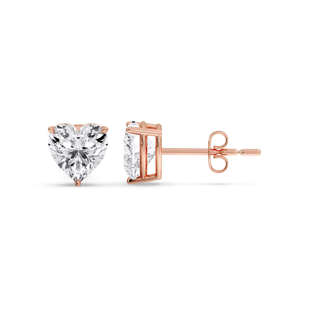 Heart Shaped 3 Prong Basket Stud Earring Fascinating Diamonds