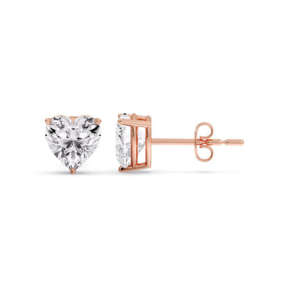Heart Shaped 3 Prong Basket Stud Earring Fascinating Diamonds