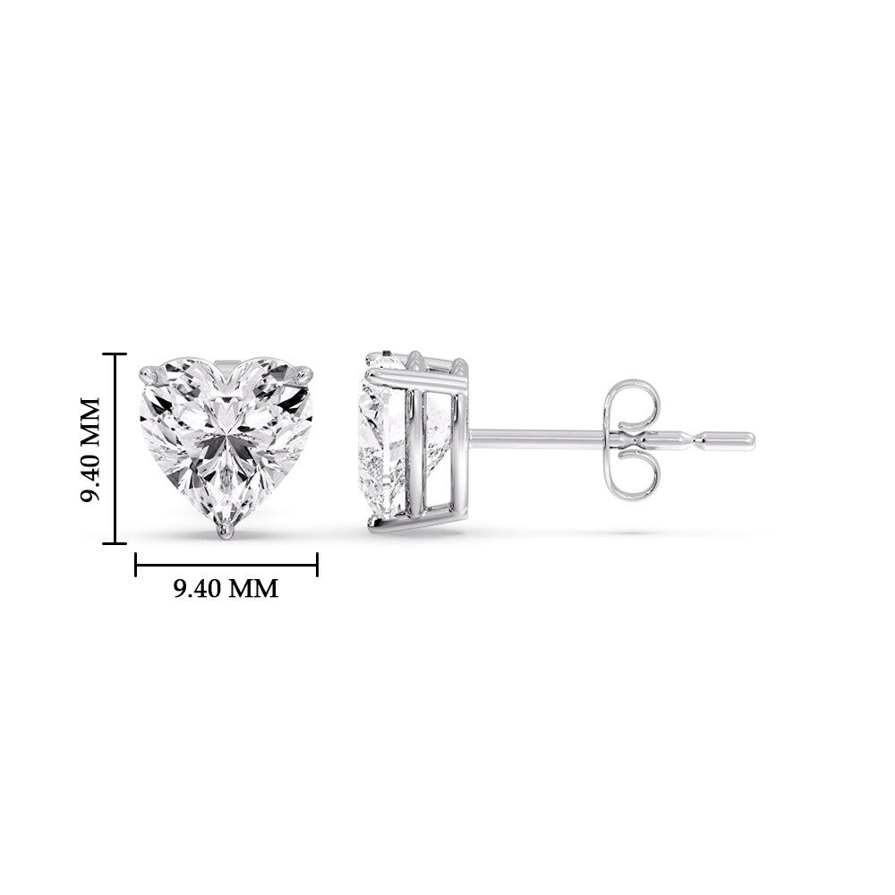 Heart Shaped 3 Prong Basket Stud Earring Fascinating Diamonds