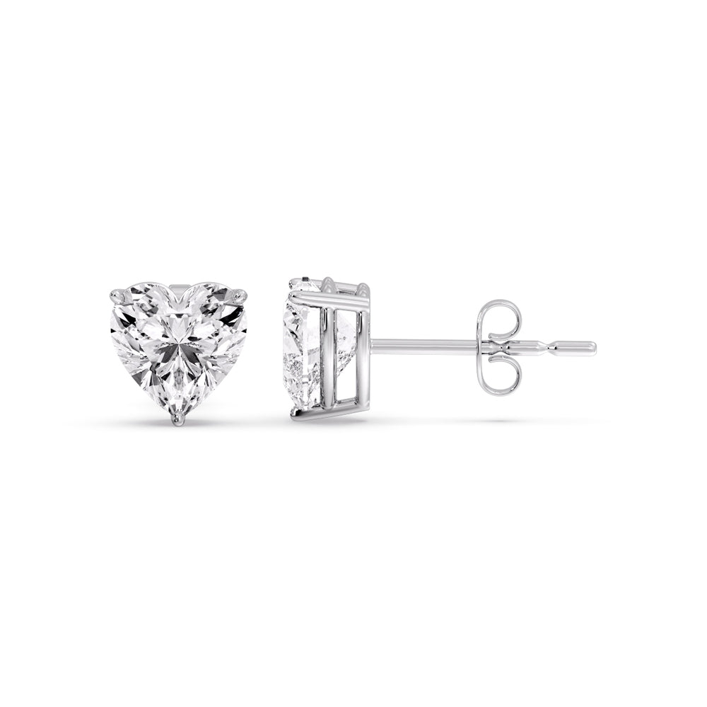 Heart Shaped 3 Prong Basket Stud Earring Fascinating Diamonds
