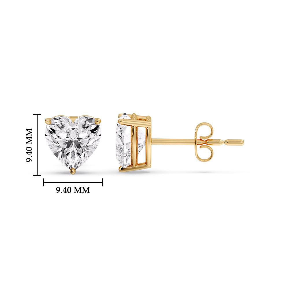 Heart Shaped 3 Prong Basket Stud Earring Fascinating Diamonds