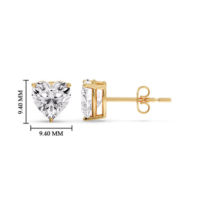 Heart Shaped 3 Prong Basket Stud Earring Fascinating Diamonds