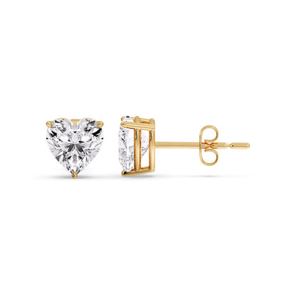 Heart Shaped 3 Prong Basket Stud Earring Fascinating Diamonds