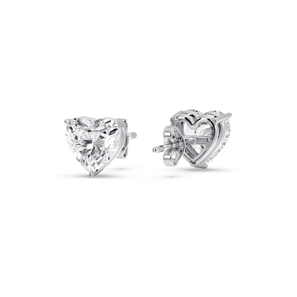 Heart Shaped 3 Prong Basket Stud Earring Fascinating Diamonds