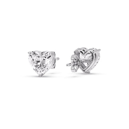 Heart Shaped 3 Prong Basket Stud Earring Fascinating Diamonds