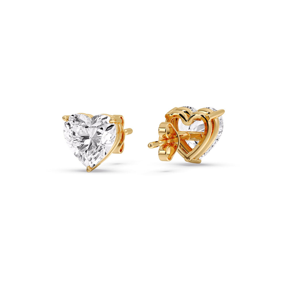 Heart Shaped 3 Prong Basket Stud Earring Fascinating Diamonds