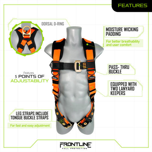 Frontline 50VTB Combat Economy Series Full Body Harness with Tongue Buckle Belt 3X/4X VM Hardware