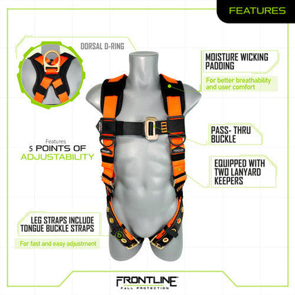 Frontline 50VTB Combat Economy Series Full Body Harness with Tongue Buckle Belt 3X/4X VM Hardware