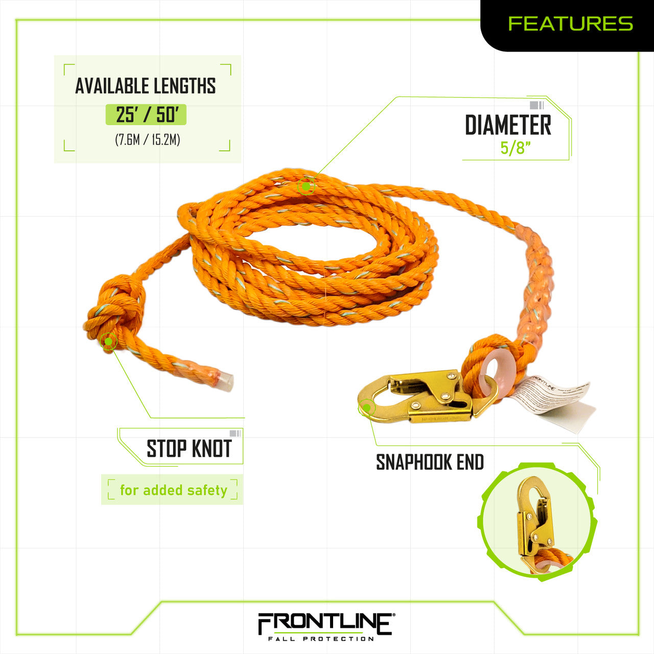 Frontline VLP25 Premium Vertical Lifeline 25' VM Hardware