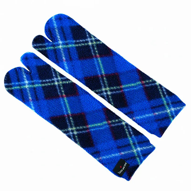 Polar Feet Fleece Tabi Socks - Blue Argyle Polar Feet® LLC