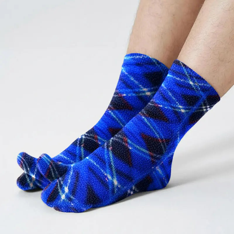 Polar Feet Fleece Tabi Socks - Blue Argyle Polar Feet® LLC