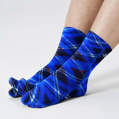 Polar Feet Fleece Tabi Socks - Blue Argyle Polar Feet® LLC