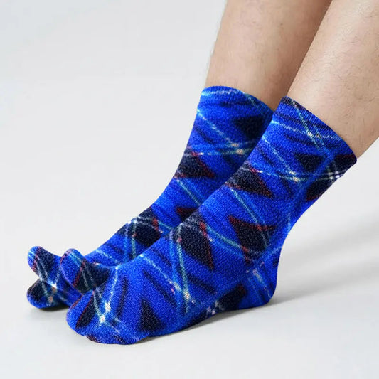 Polar Feet Fleece Tabi Socks - Blue Argyle Polar Feet® LLC