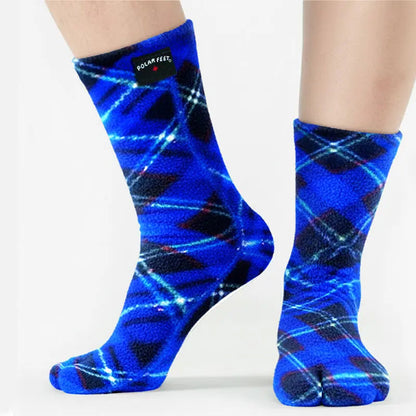 Polar Feet Fleece Tabi Socks - Blue Argyle Polar Feet® LLC