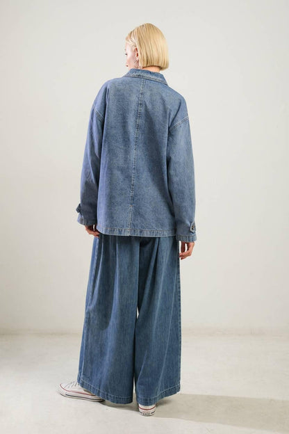 BREATHTAKING CHARM DENIM MIDI JACKET Flying Tomato