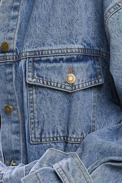 BREATHTAKING CHARM DENIM MIDI JACKET Flying Tomato