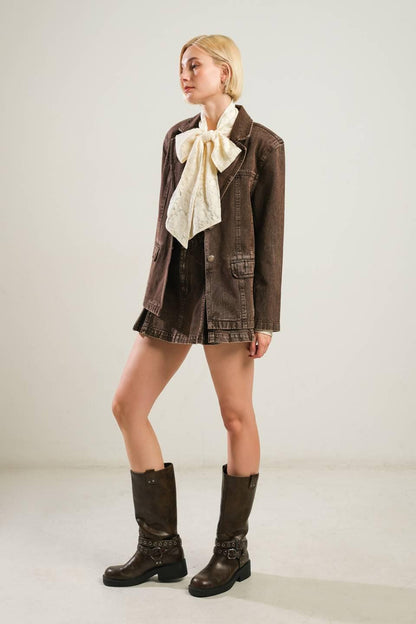 DARING CONFIDENCE DENIM BLAZER Flying Tomato