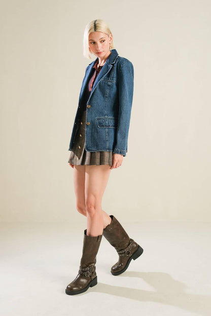HOT TO GO DENIM BLAZER Flying Tomato