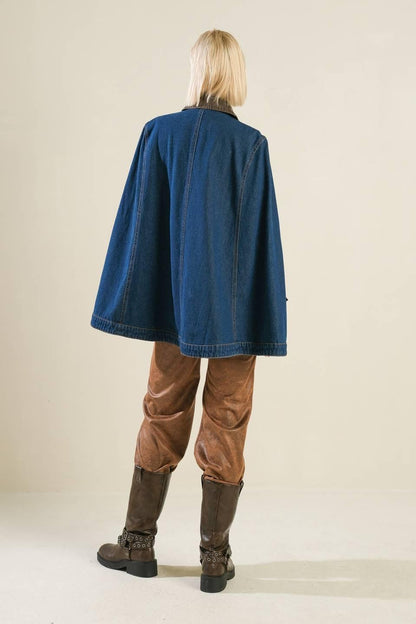 IF THOU MUST LOVE ME DENIM CAPE JACKET Flying Tomato