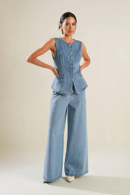 ADVENTURE AWAITS DENIM VEST Flying Tomato