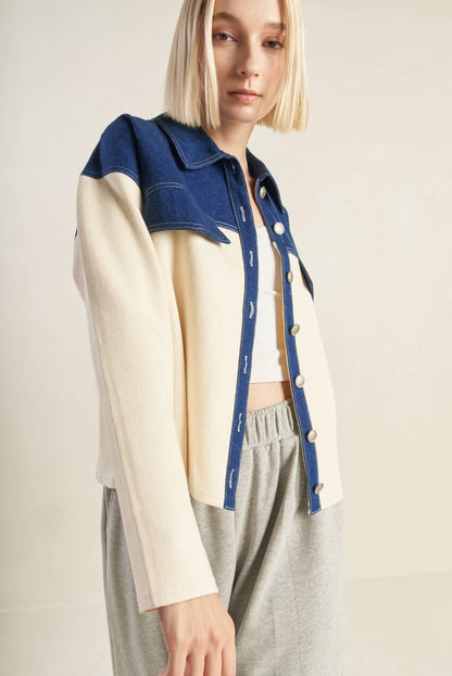 SWEET HARMONY DENIM COMBINATION JACKET Flying Tomato